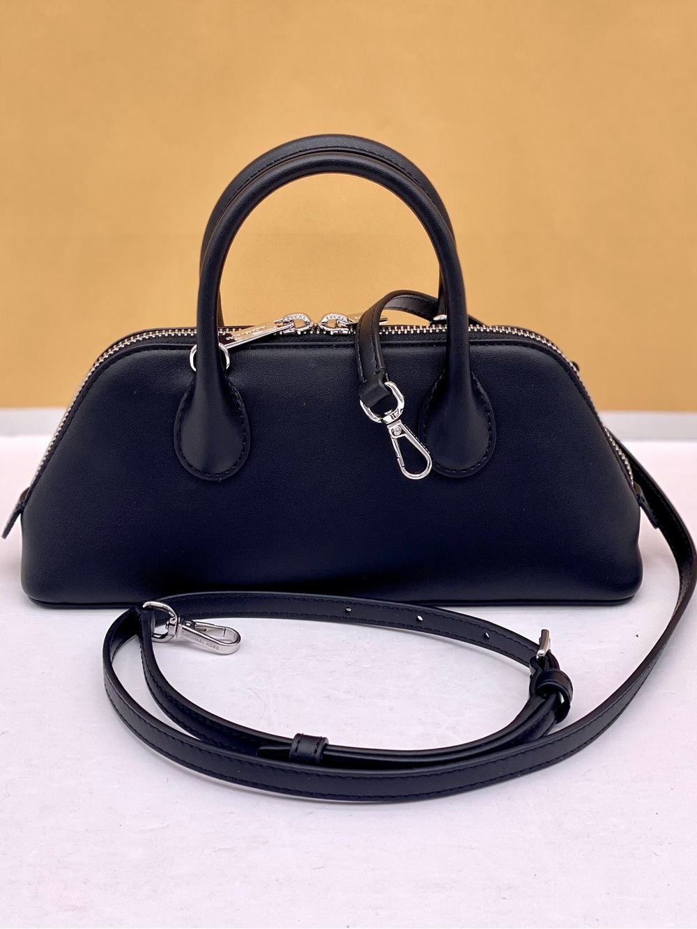 Michael Kors Black Small Floral Satchel Crossbody Black - Picture 5 of 13